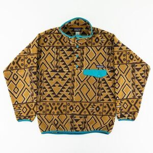 Patagonia Synchilla Montana Siete Bear Brown Aztec Snap T Fleece Mens M Ski Snow